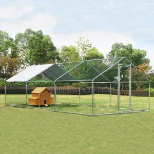6x3m Huge Chicken Coop Run with Sloped Roof and Waterproof Cover