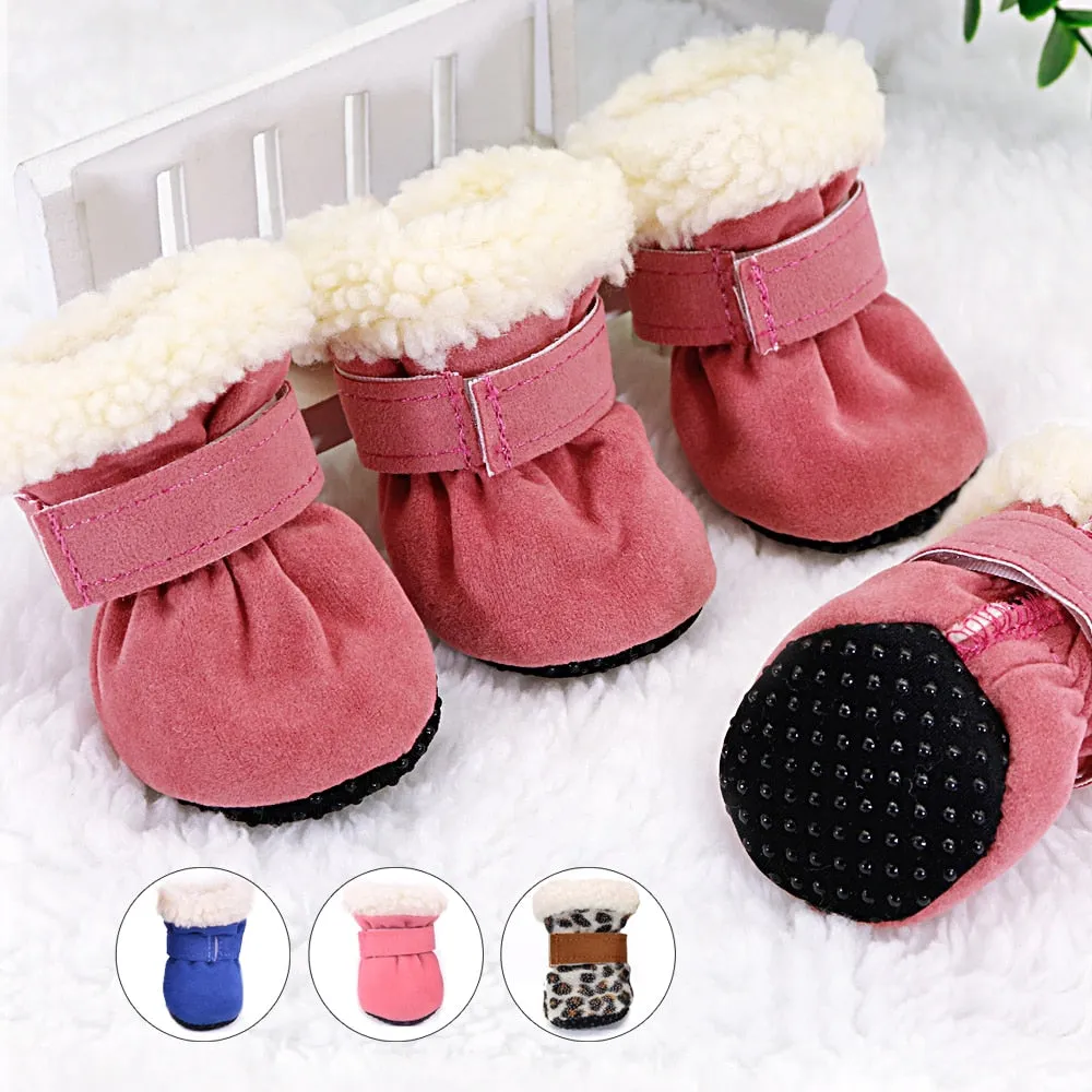 Pet Waterproof Anti-Slip Booties - Leopard, Pink, Blue